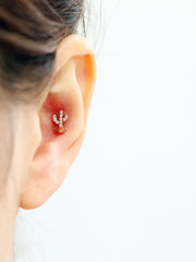 14K Gold Cactus Cubic Cartilage Earring 18G16G