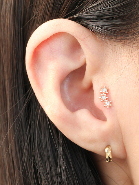 14K gold Mini Cubic cartilage earring 20g