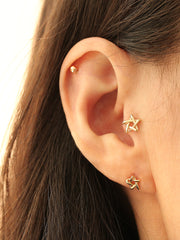 14K gold Star Point cartilage earring 20g