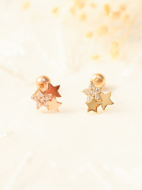 14K gold Star Cubic cartilage earring 20g