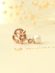 14K Gold Pearl Heart Cartilage Earring 18G16G