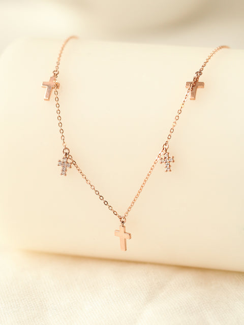 14K 18K Gold Multiple Cross Cubic Necklace