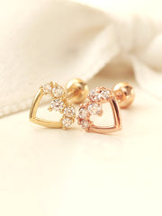 14K gold Heart Cubic cartilage earring 20g