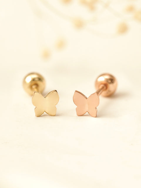 14K Gold Daily Mini Butterfly Cartilage Earring 20G18G16G
