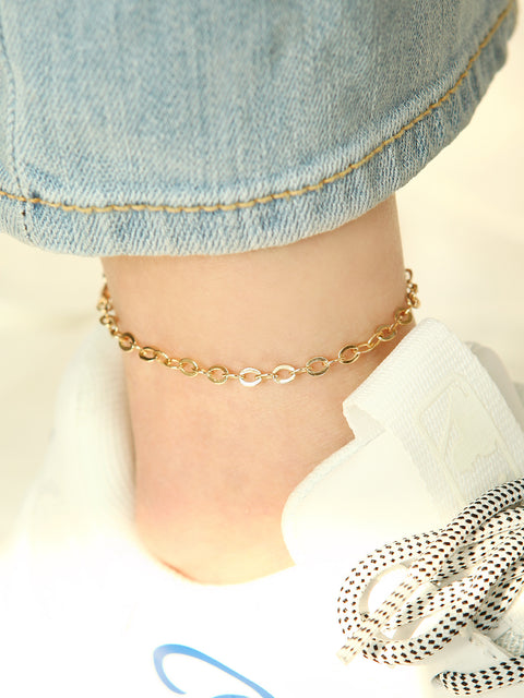 14K Gold Love Hollow Chain Anklet