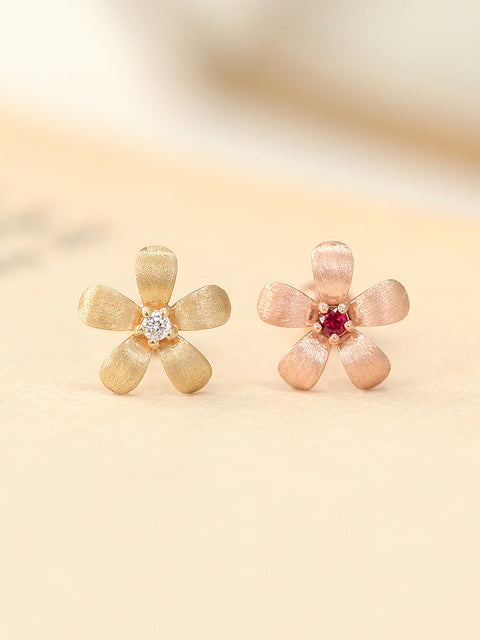 14K Gold Flower Cartilage Earring 18G16G