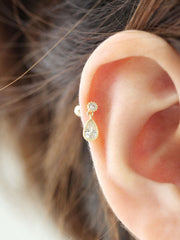 14K gold Teardrop Cubic cartilage earring 20g