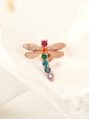 14K Gold Colorful Dragonflies Cartilage Earring 18G16G