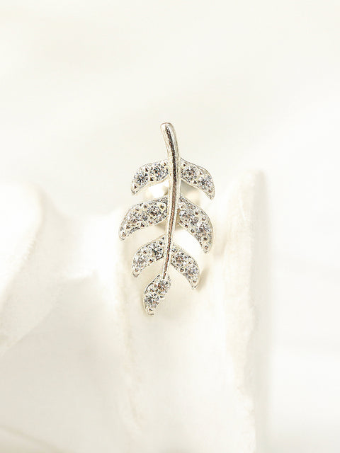 925 Silver Leaf Cubic cartilage earring 16g