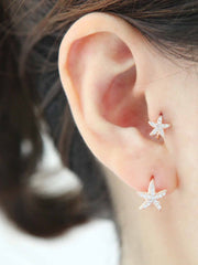 14K Gold Starfish Hoop Earring