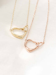 14K 18K Gold Double Heart Necklace