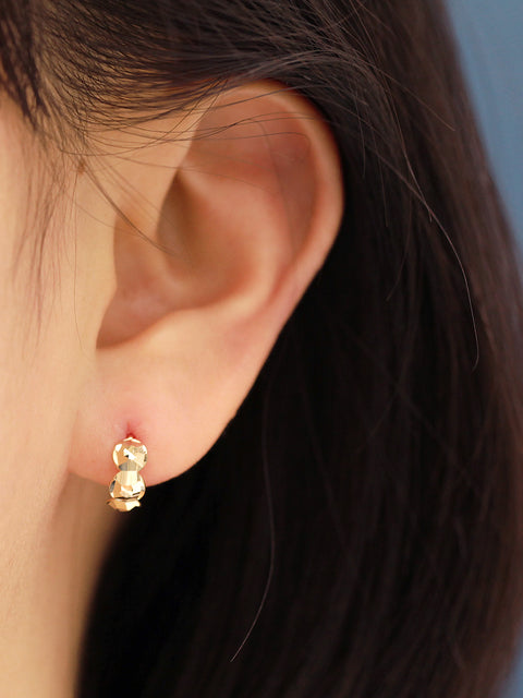 14K Gold Bubble Cutting Hoop Earring