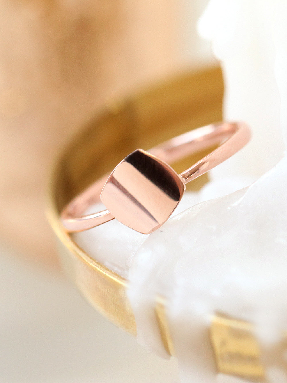 14K 18K Gold Modern Square Ring – MinimalBijoux