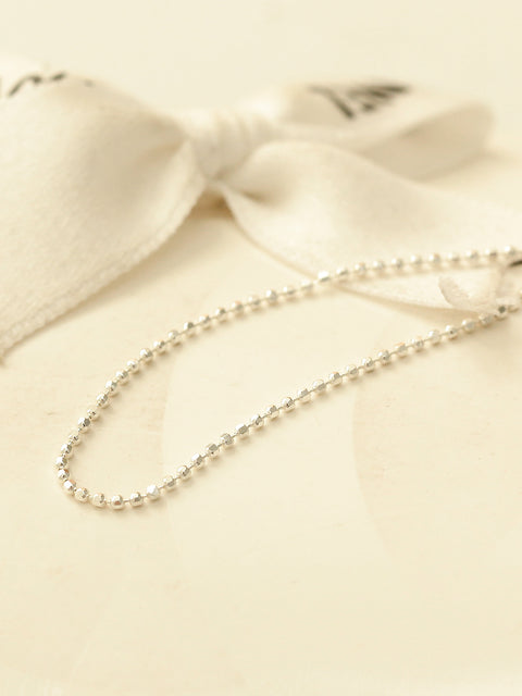 925 Silver Cutting Ball Flat Chain Anklet