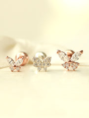 925 Silver Cubic Butterfly Cartilage Earring 16G