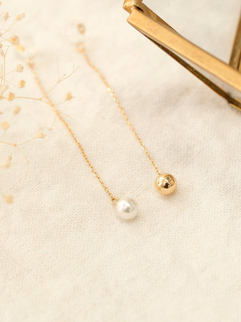 14K Gold Pearl Drop Earring