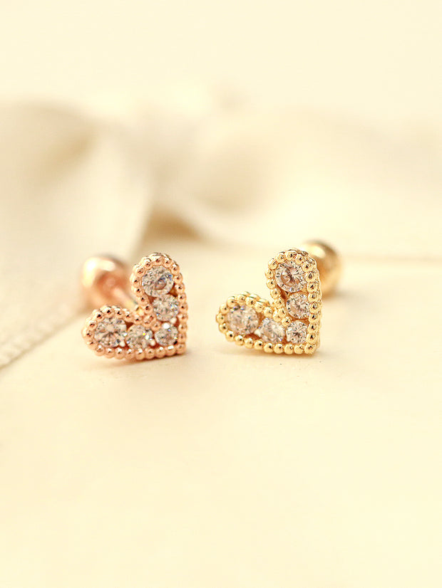 14K gold Bling Lovely Heart Cartilage Earring 20G