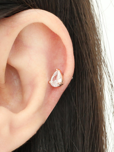 Teardrop CZ stud Cartilage Earring