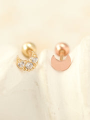 14K gold tiny crescent Cartilage earring 20g