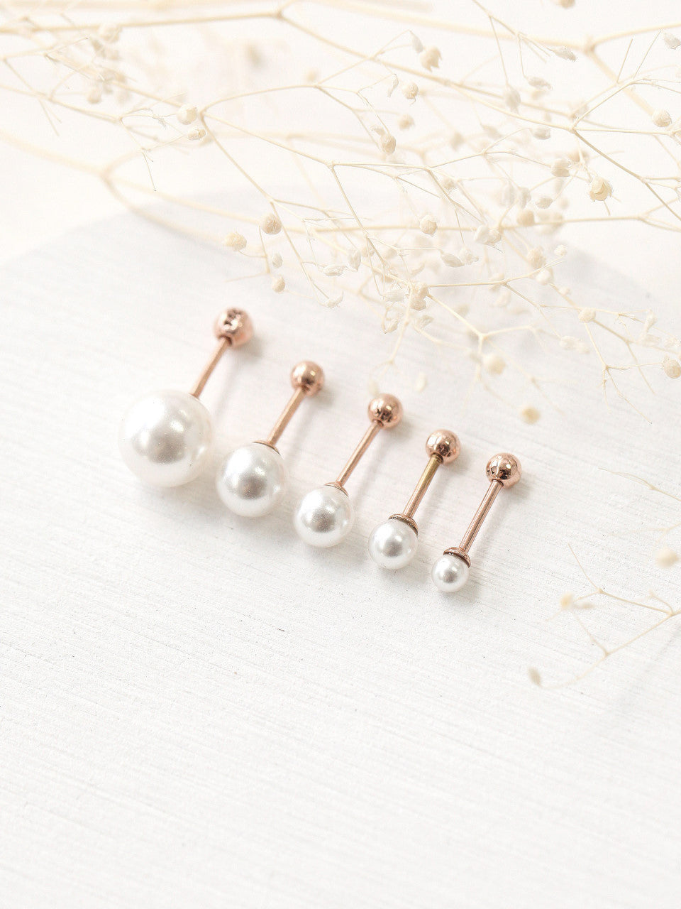 14K Gold Pearl Cartilage Earring 18G