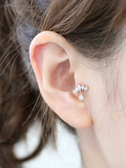 14K Gold Tiara CZ Drop Cartilage Earring 18g16g