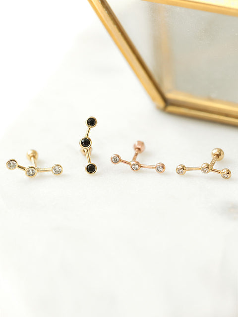 14K Gold Cubic Constellation Cartilage Earring 18g16g