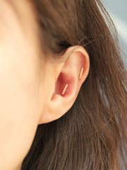 14K Gold Bubble Cubic Stick Bar Cartilage Earring 20G18G16G