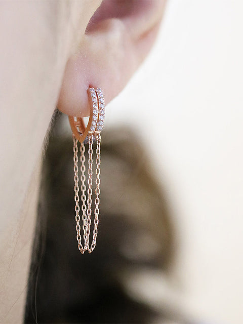 14K Gold layered chain Hoop Earring