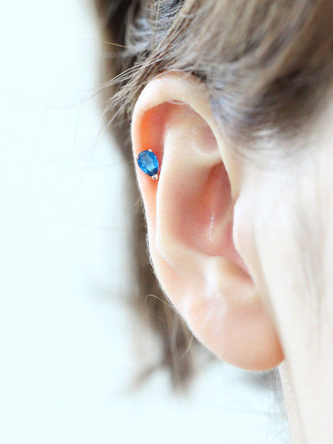 14K Gold Teardrop Cartilage Earring Large 18G16G
