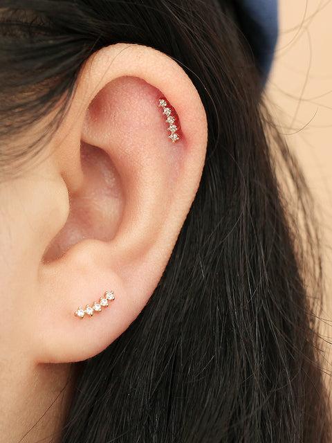 14K Gold Internally Cubic Stick Labret Piercing 18G16G