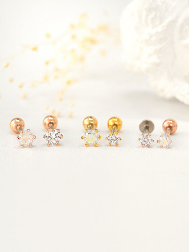 Six Leg Round Cubic CZ Cartilage Earring