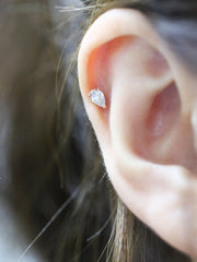 14K Gold Teardrop Cubic Cartilage Earring 18G16G