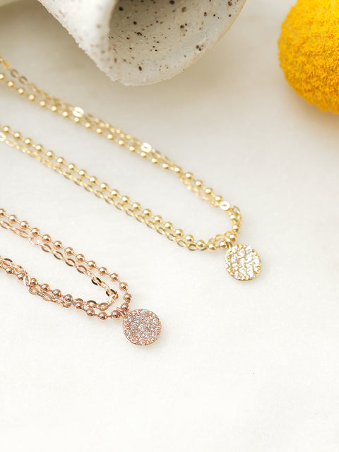 14K Gold Disc Charm Ball Chain Anklet