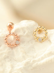 14K gold Bubble Ball Cubic cartilage earring 20g