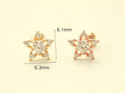 14K Gold Bling Cubic Star Cartilage Earring 20G18G