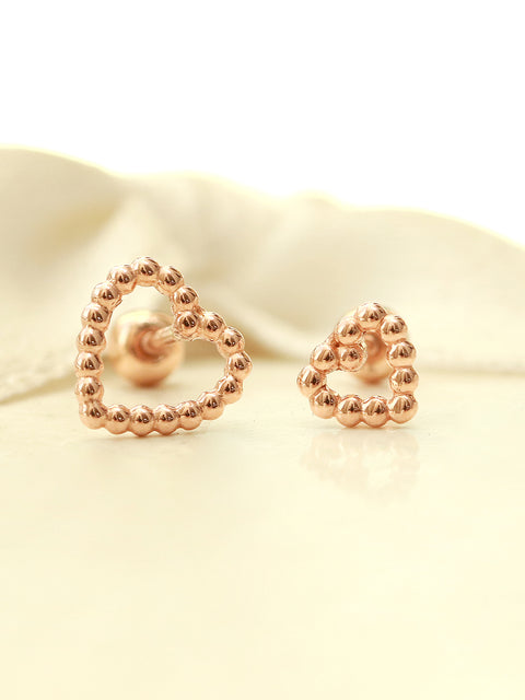 14K Gold Bubble Heart Cartilage Earring 20G18G