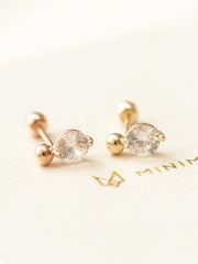 14K Gold Point Cubic Mini Ball Cartilage Earring 20G18G16G