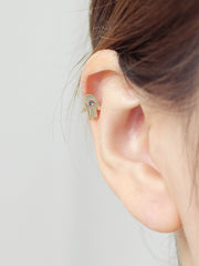 14K Gold Hamsa Cartilage Earring 18G16G