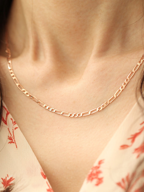 14K 18K Gold Flat Square Chain Necklace