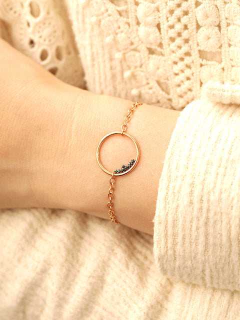 14K 18K Blue Diamond Circle Bracelet