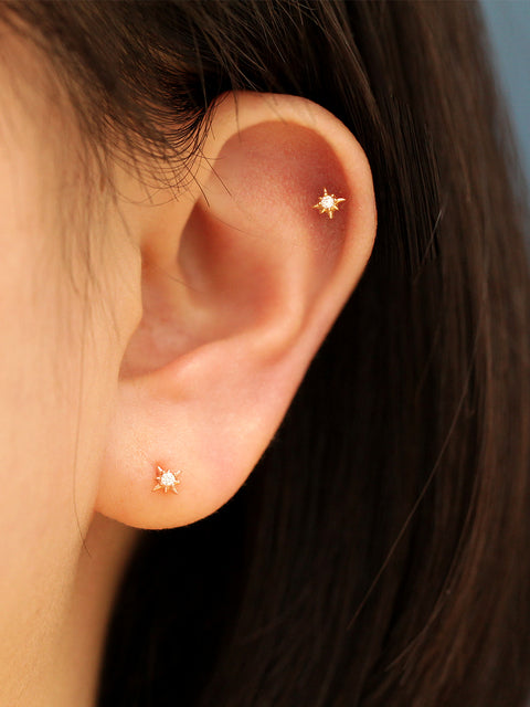 14K gold Mini Twinkle Cubic cartilage earring 20g