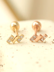 14K gold Mini Baguette Cubic cartilage earring 20g