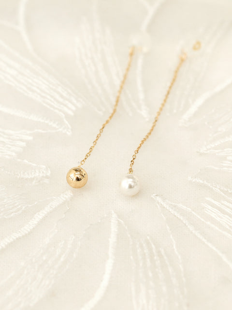 14K Gold Pearl Drop Earring