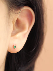 14K Gold Mini Color Cubic Rabbit Cartilage Earring 18G16G