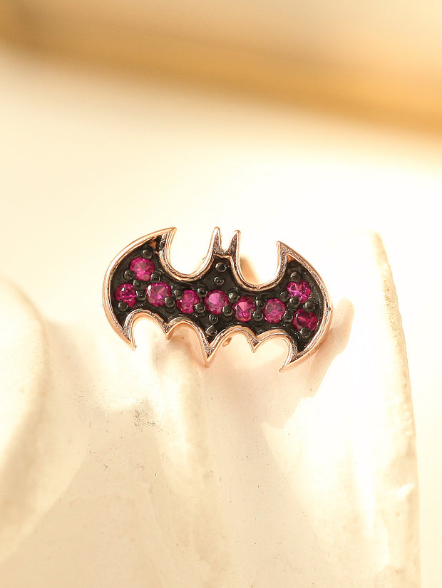 14K Gold Ruby Bat Cartilage Earring 18G16G