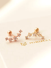 14K Gold Mini Twinkle Cubic Curve Cartilage Earring 20G