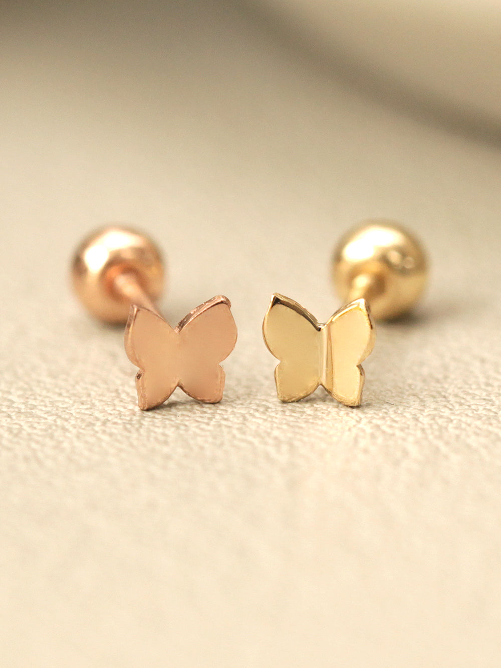 14K Gold Daily Mini Butterfly Cartilage Earring 20G18G16G