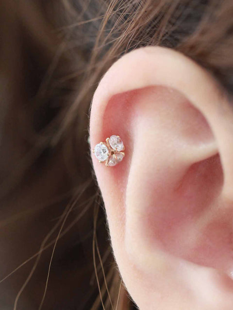 925 silver Triple Cubic cartilage earring 16g
