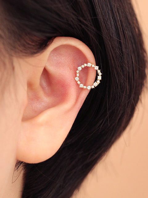 14K gold CUBIC CIRCLE cartilage earring 20g