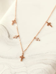 14K 18K Gold Multiple Cross Cubic Necklace